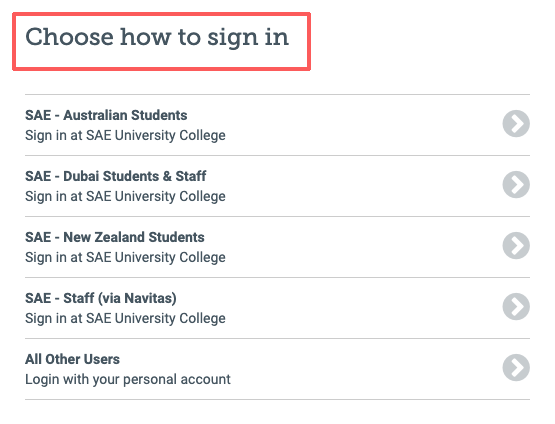 Choose how to sign in screen