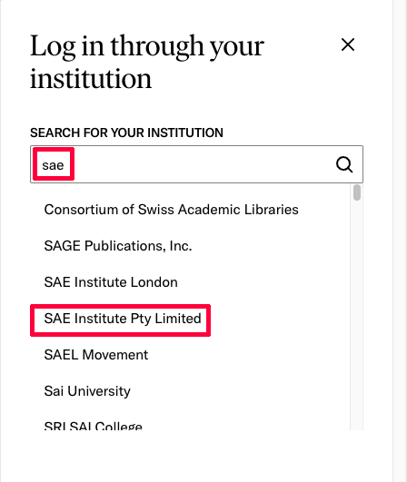 JSTOR log in screen