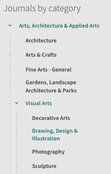Journals by category dropdown
