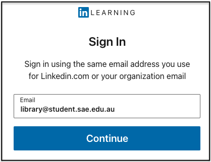 LinkedIn Learning sign in screen