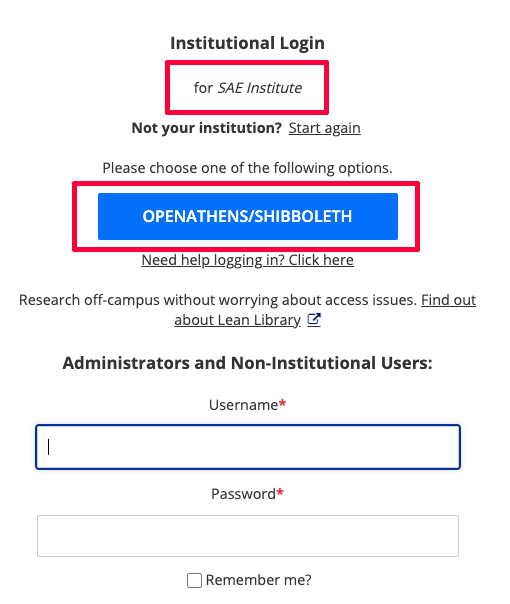Select OPENATHENS screen