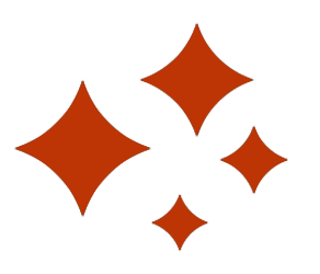 Four four-pointed stars of varying sizes representing ai tools